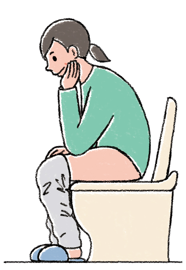 体幹前傾・座位での排便のイラスト