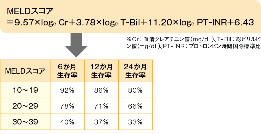 MELD スコア計算式の図