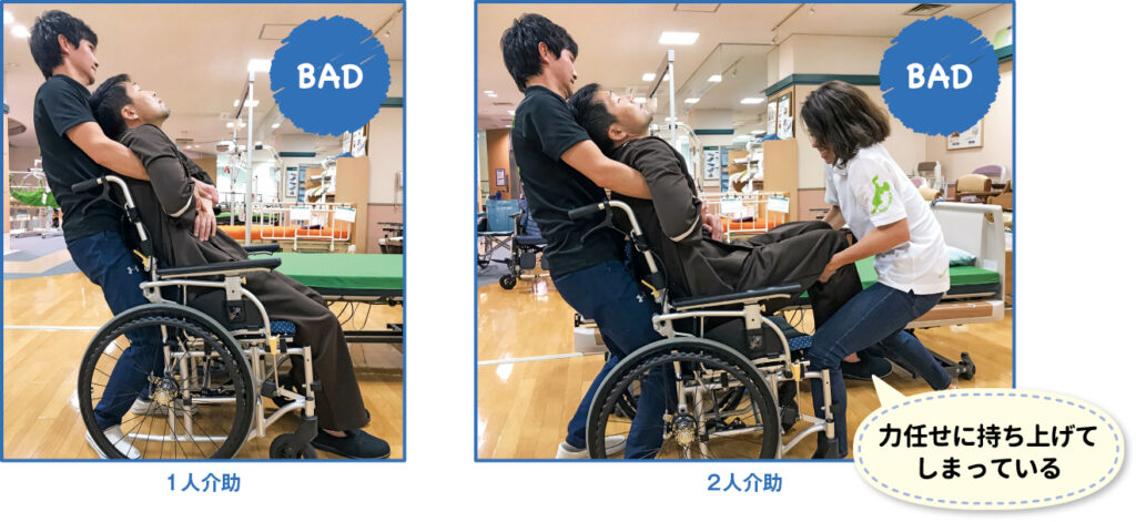 図2 現場でよくみかける車いす姿勢の調整の例