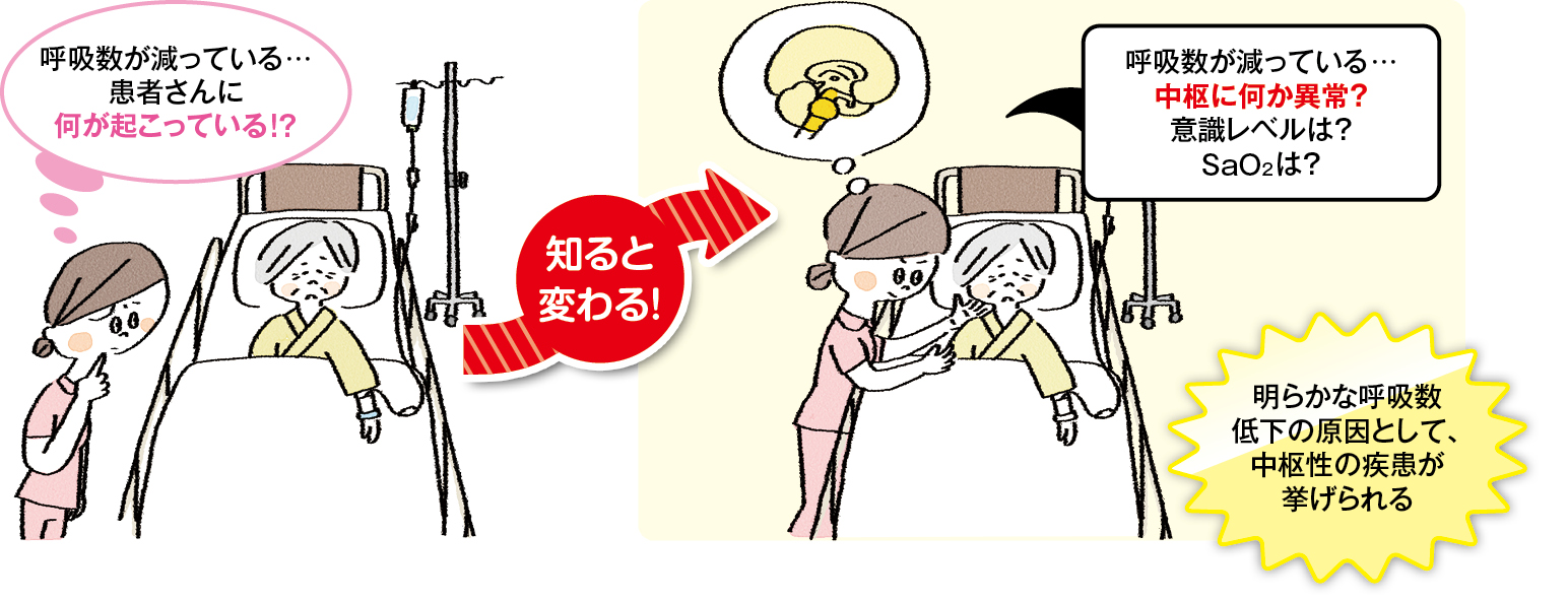 呼吸数が減少しているイラスト
