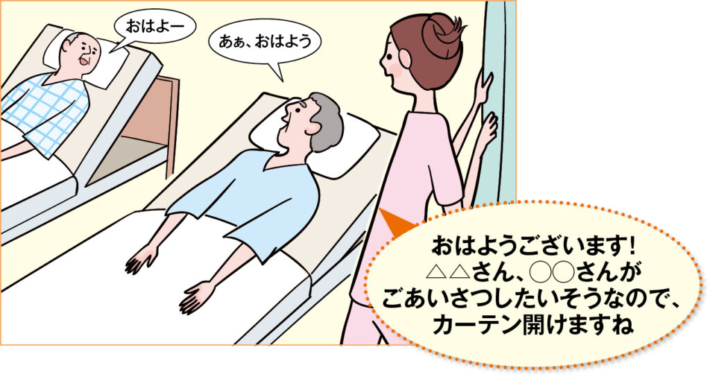 図1　同室者どうしのあいさつ