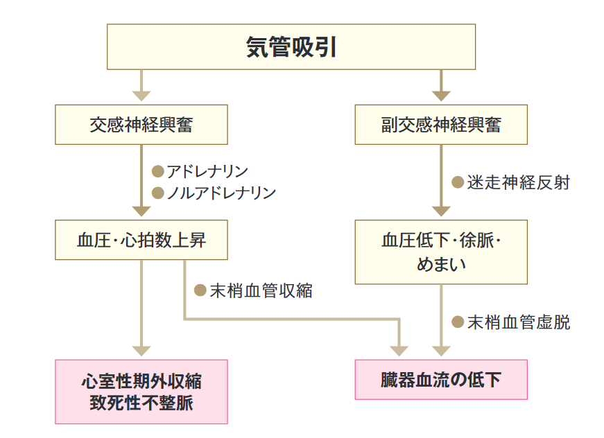 図2　気管吸引で起こる合併症のメカニズム