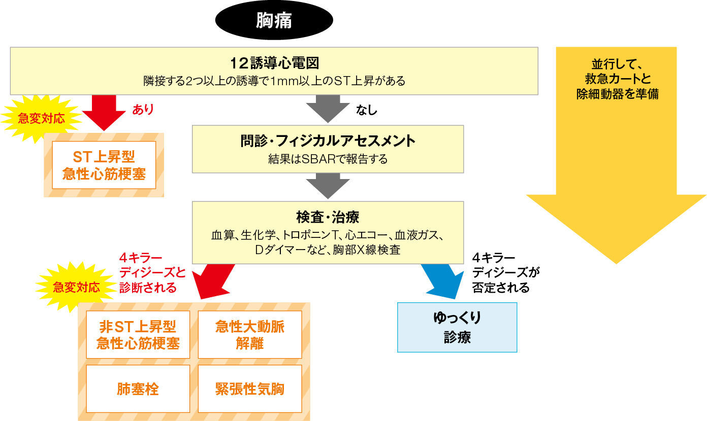 胸痛の訴えがあったときのアセスメントの流れ