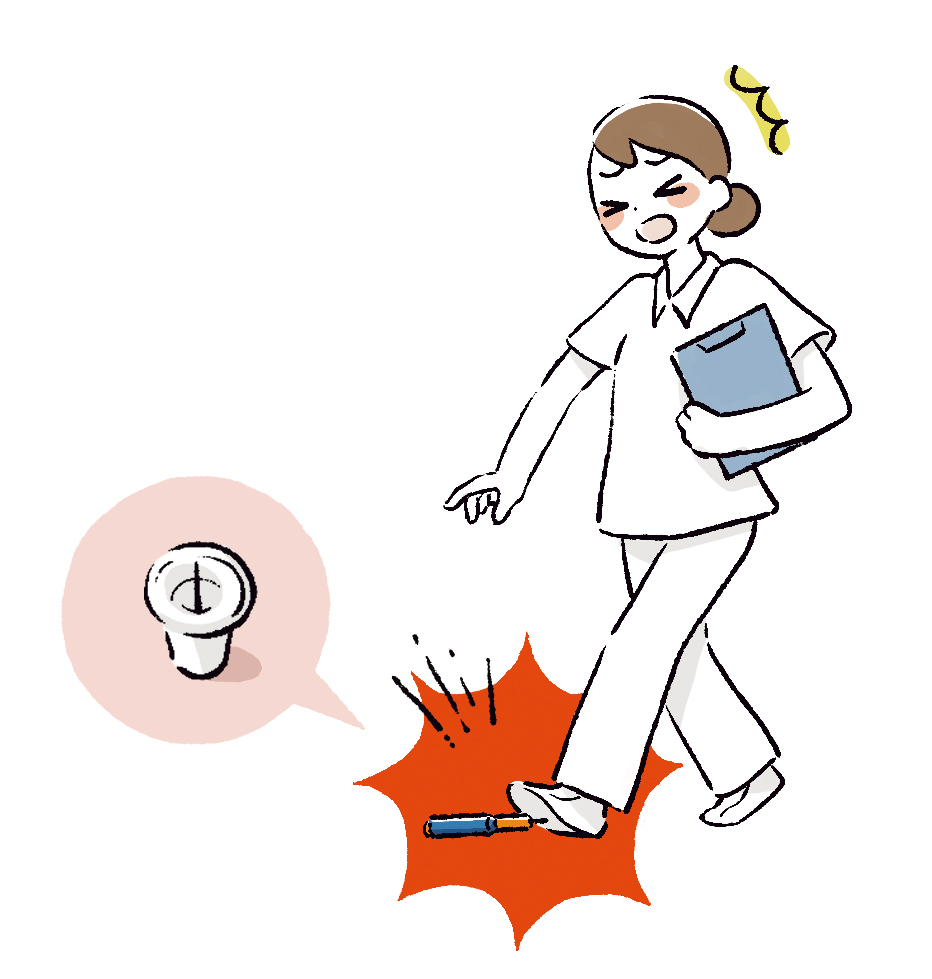 床に落ちていた針を踏む様子のイラスト