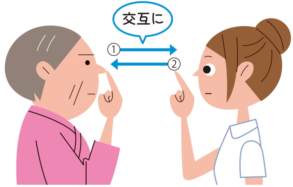 指鼻指試験のイラスト