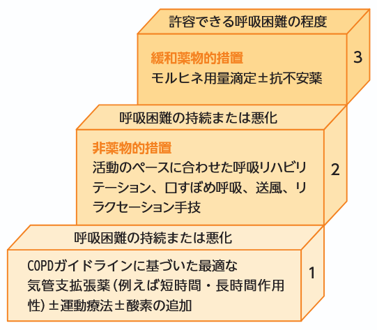 重症COPDにおける呼吸困難の管理の図