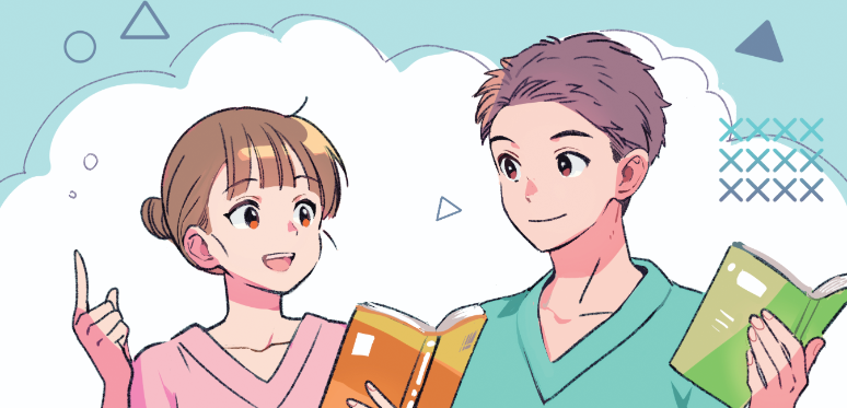 看護師2人が症候学を学んでいるイラスト